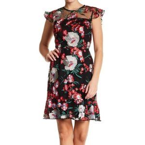 Donna Morgan Black Floral Embroidered Dress
